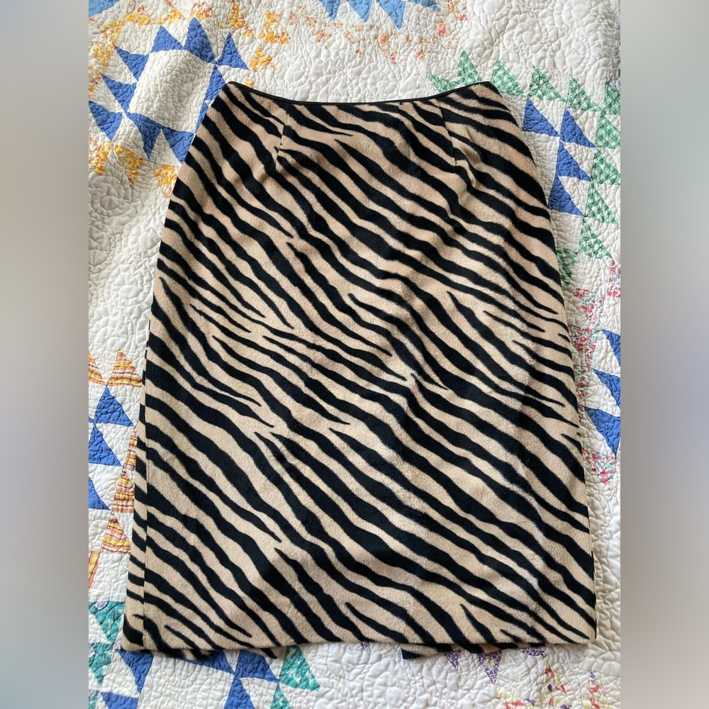 Vintage Faux Fur Tiger Stripe Pencil Skirt